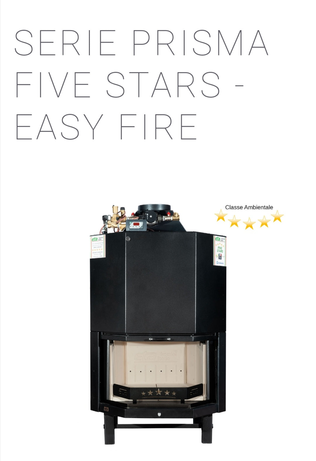 Cheminée à bois modèle Prisma Five Stars Easy Fire Kcal 20.650 Eta