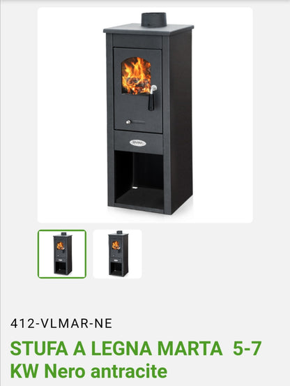 Stufa a Legna Marta 5-7 Kw Grigio Antracite