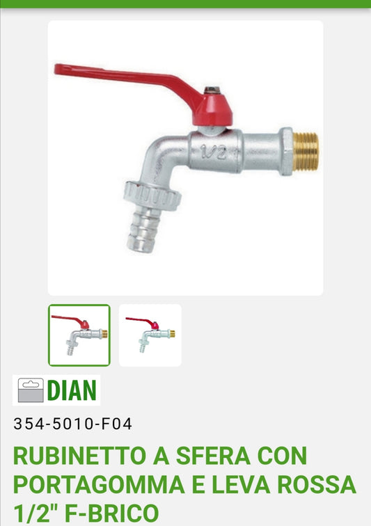 1/2" ball valve with hose holder and red lever