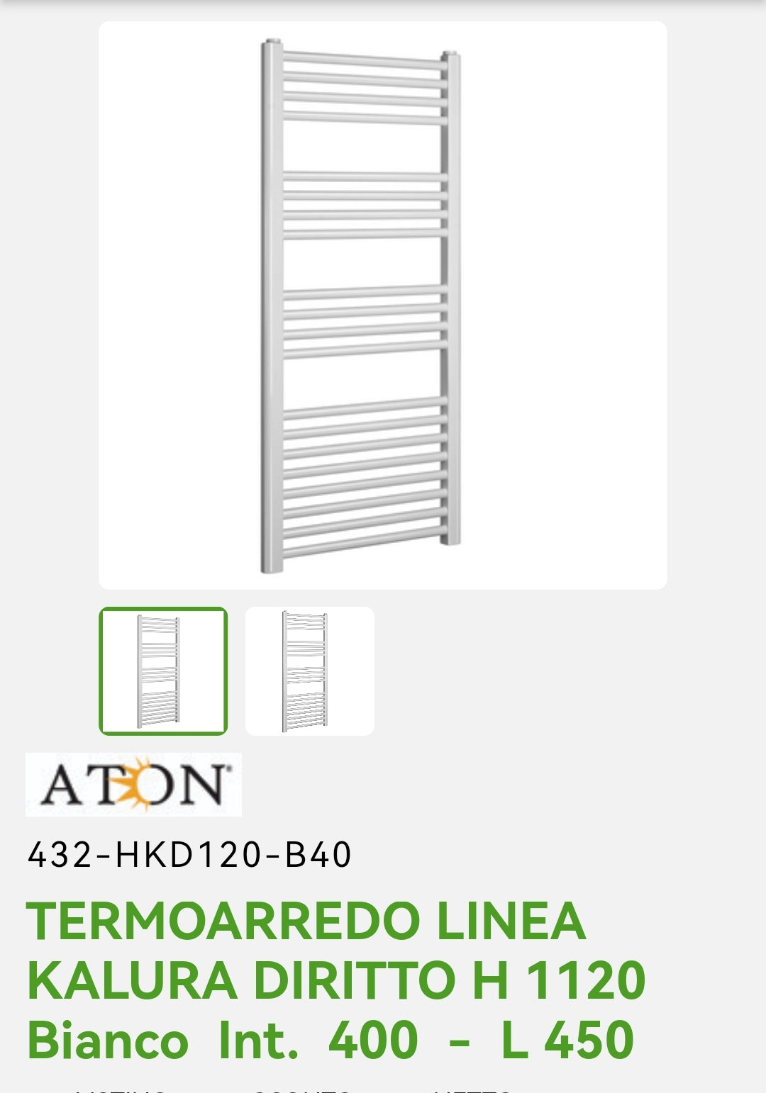 Kalura straight line radiator H 1120 white