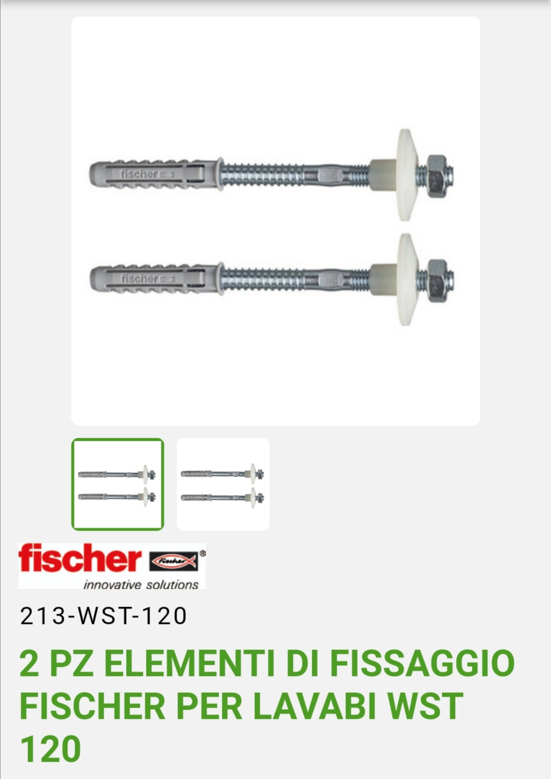 Fischer Fixing Elements for WST120 Washbasin