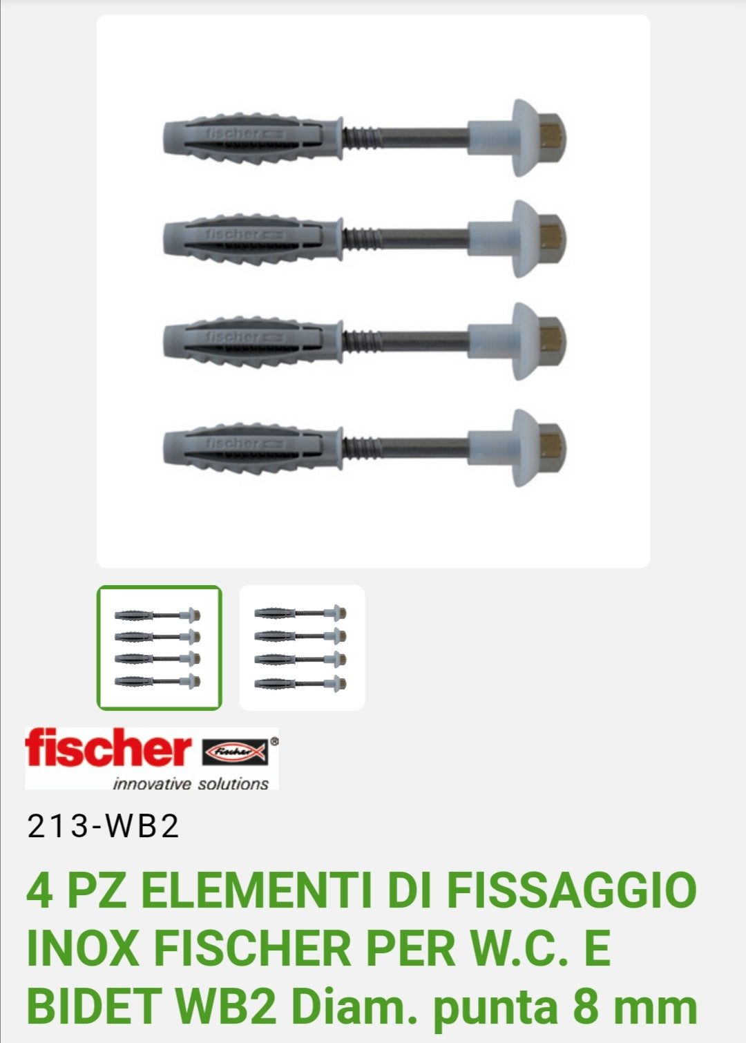 Elementi di Fissaggio Fischer Vaso/Bidet