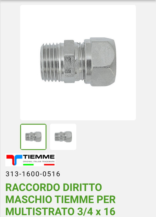 Straight Male Fitting 3/4x16 Tm