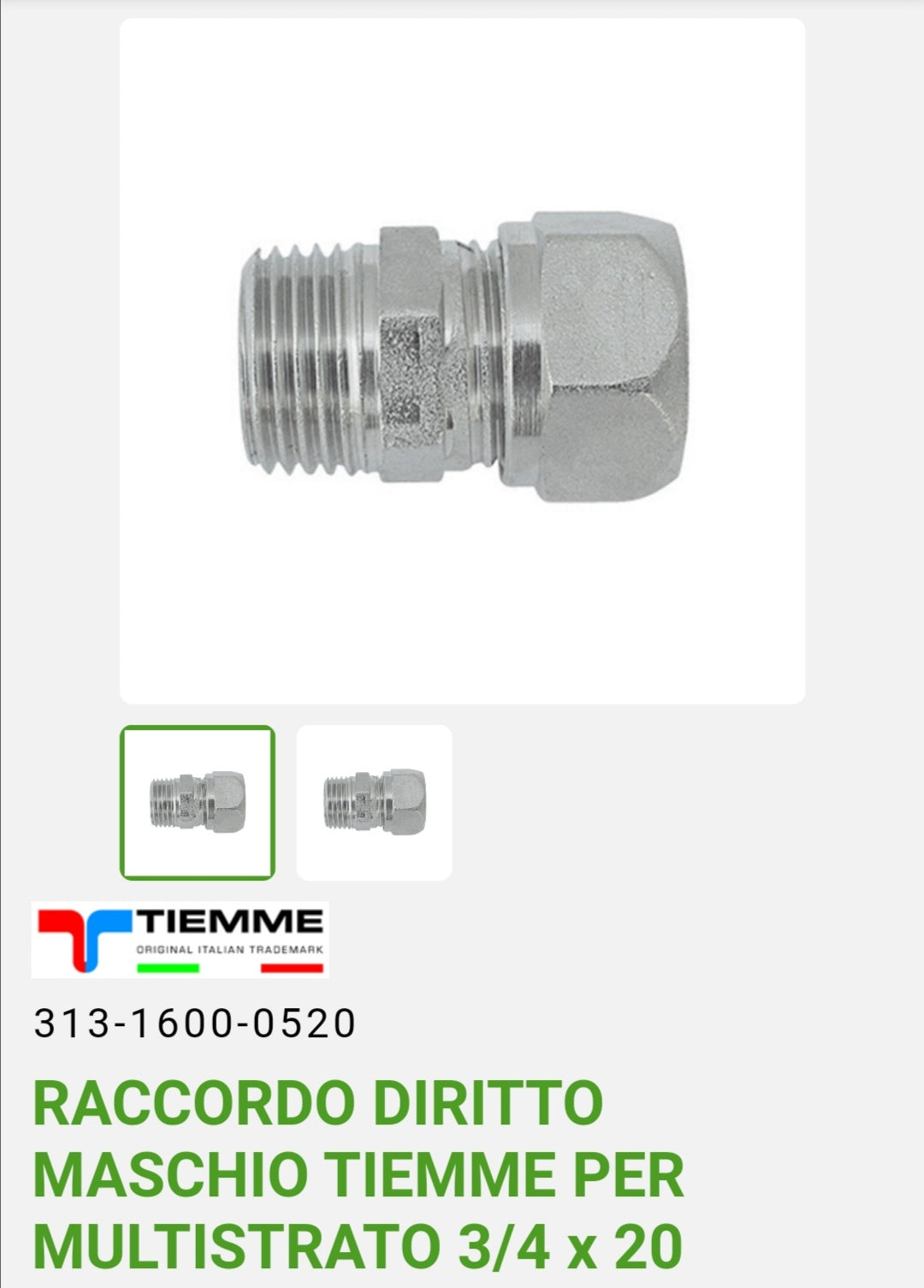 Raccordo Diritto Maschio 3/4x20 Tm