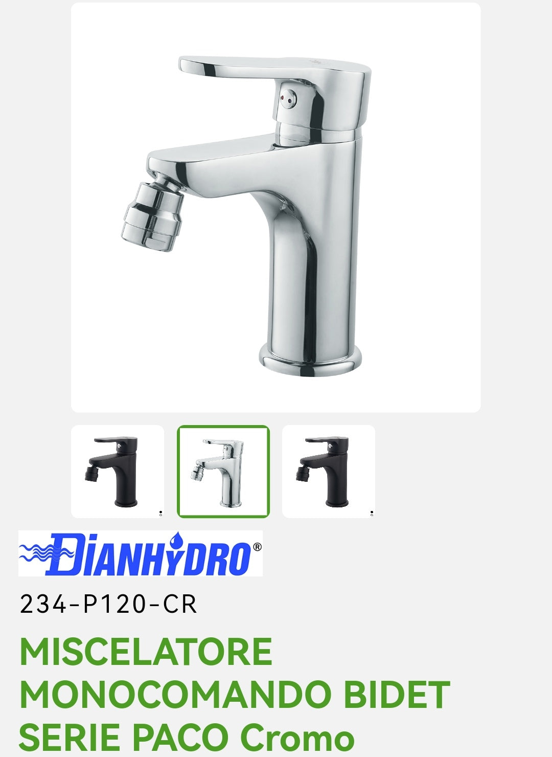 Paco Cromo DianHydro Mitigeur de bidet monocommande