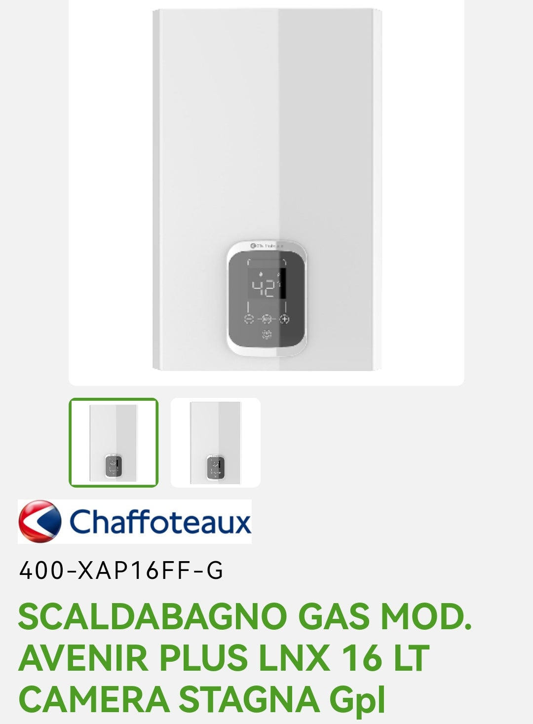 Chauffe-eau GPL Chaffoteaux Avenir Plus LNX Lt.16