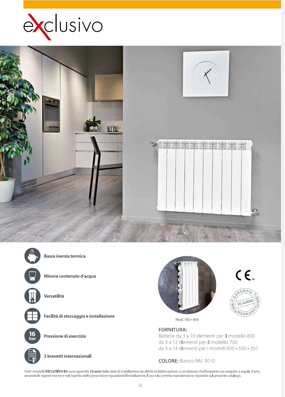 Radiateur exclusif en aluminium H 500 10EL. Fondation