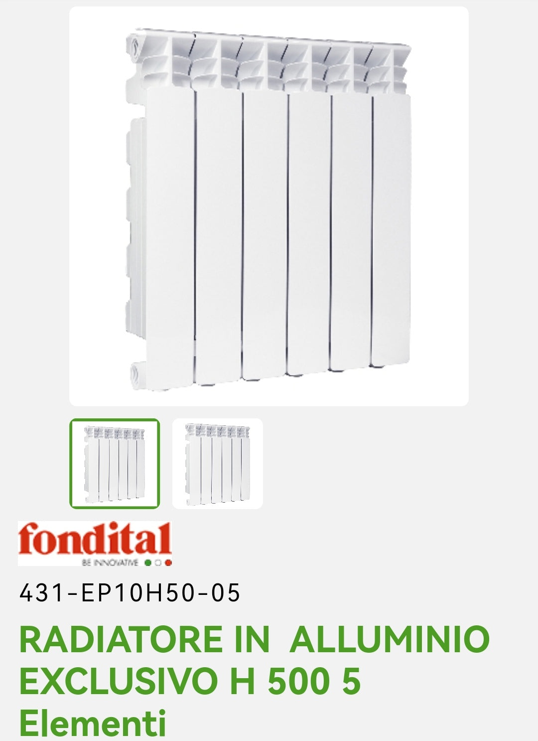 Radiatore Alluminio Exclusivo H 500 5EL. Fondital