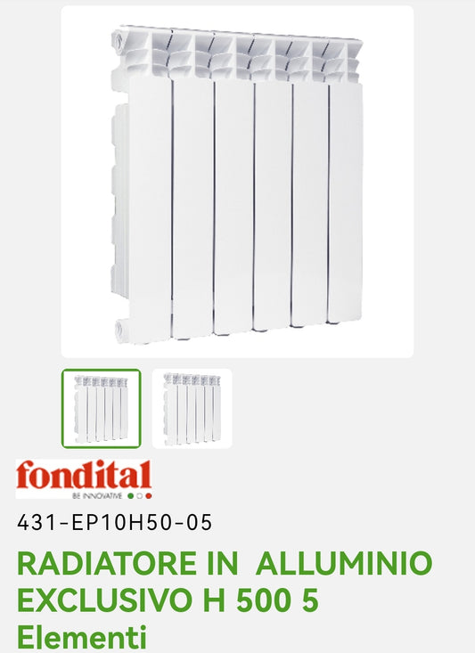 Exclusive Aluminum Radiator H 500 5EL. Fundital