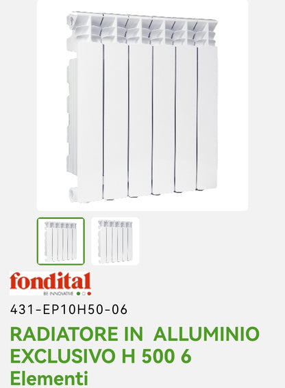 Radiatore Alluminio Exclusivo H 500 6EL. Fondital