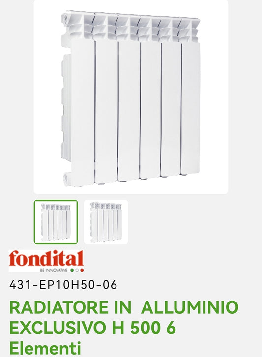 Radiateur exclusif en aluminium H 500 6EL. Fondation