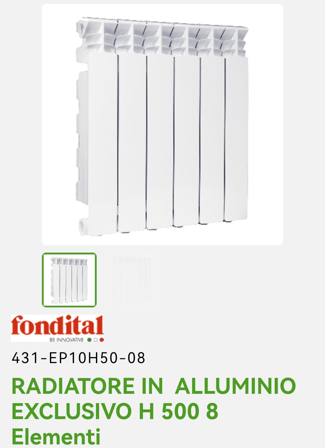 Radiatore Alluminio Exclusivo H 500 8EL. Fondital