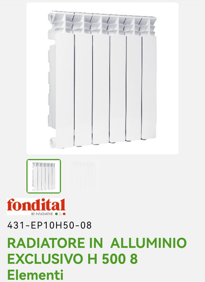 Radiateur exclusif en aluminium H 500 8EL. Fondation