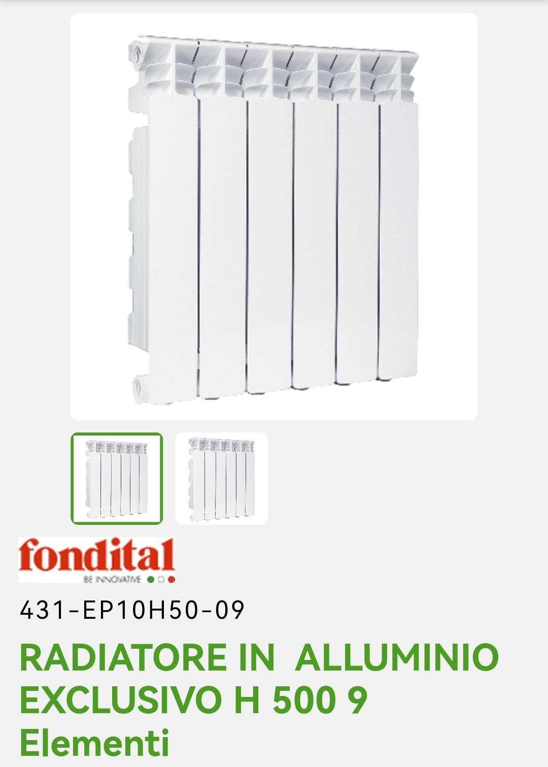 Radiateur exclusif en aluminium H 500 9EL. Fondation