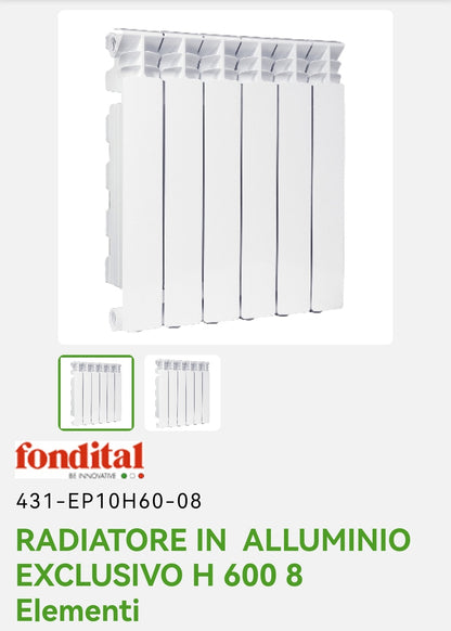 Radiatore Alluminio Exclusivo H 600 8EL. Fondital