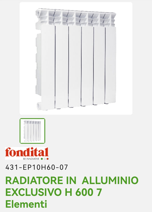 Radiatore Alluminio Exclusivo H 600 7EL. Fondital