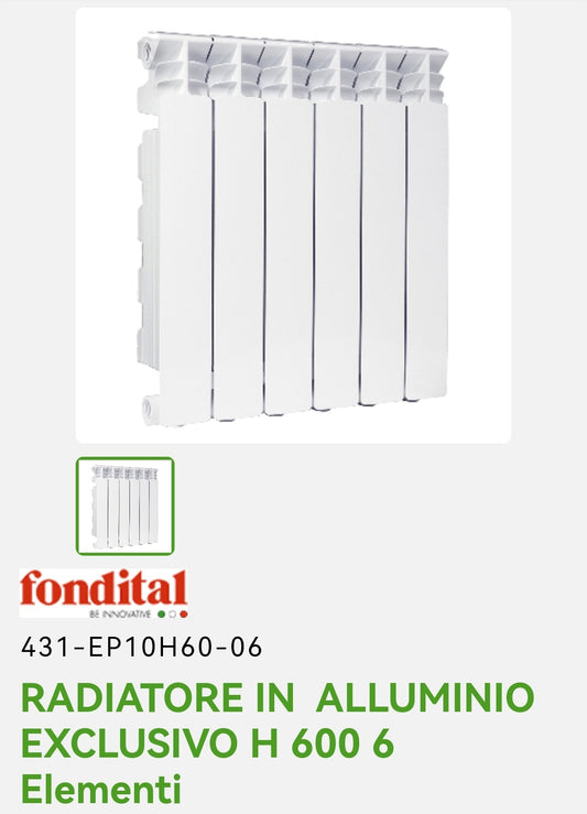 Radiateur exclusif en aluminium H 600 6EL. Fondation