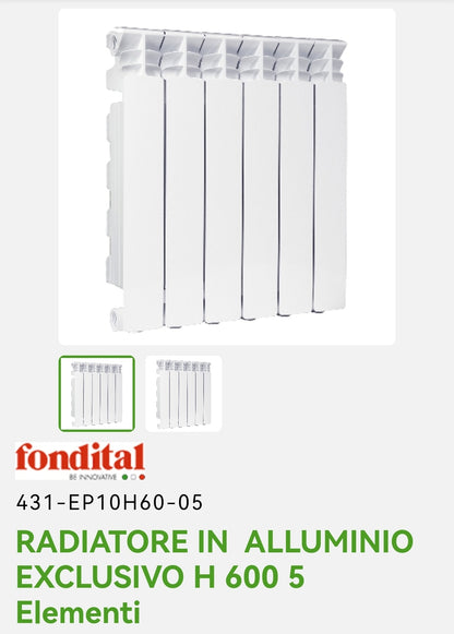 Radiatore Alluminio Exclusivo H 600 5EL. Fondital