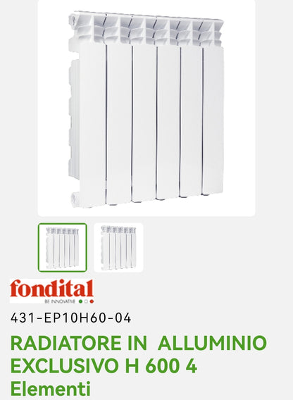 Radiateur exclusif en aluminium H 600 4EL. Fondation