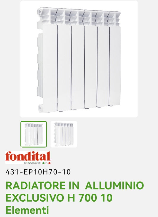 Exclusive Aluminum Radiator H 700 10EL. Fundital