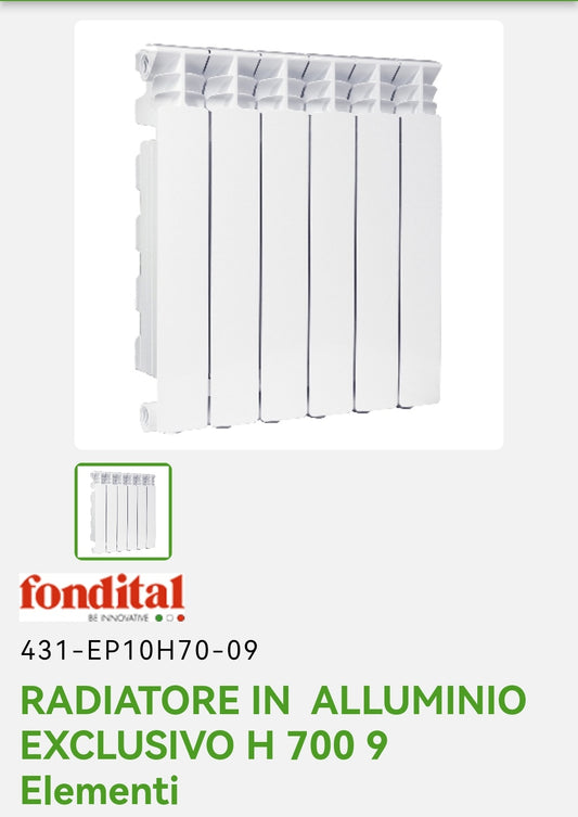 Radiateur exclusif en aluminium H 700 9EL. Fondation