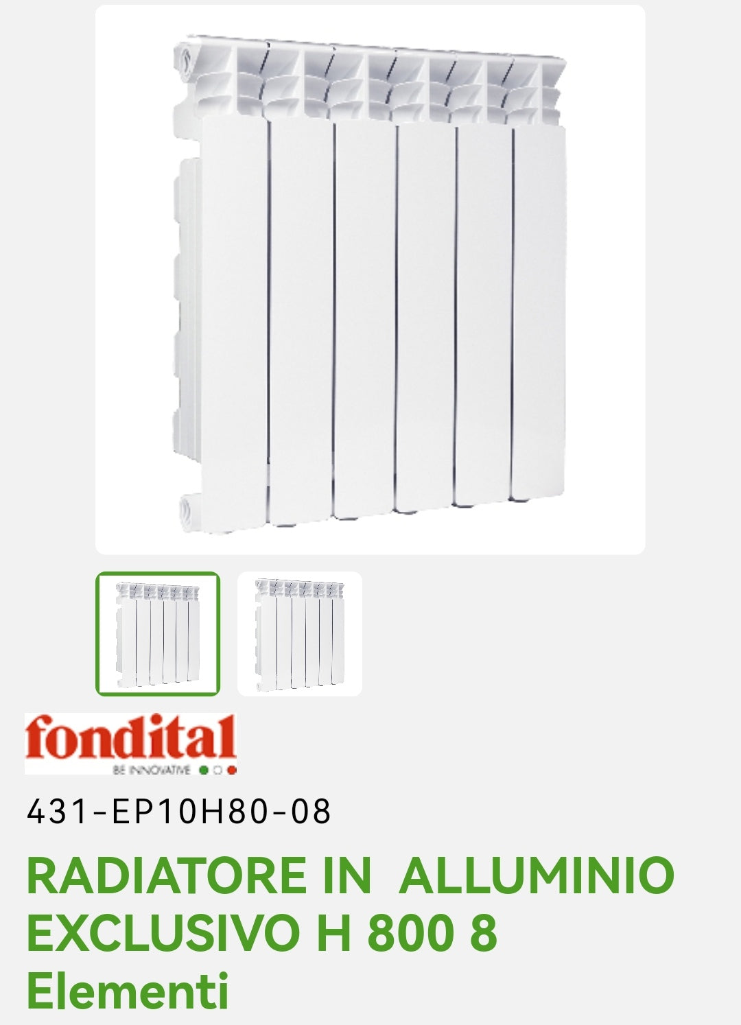 Radiatore Alluminio Exclusivo H 800 8EL. Fondital