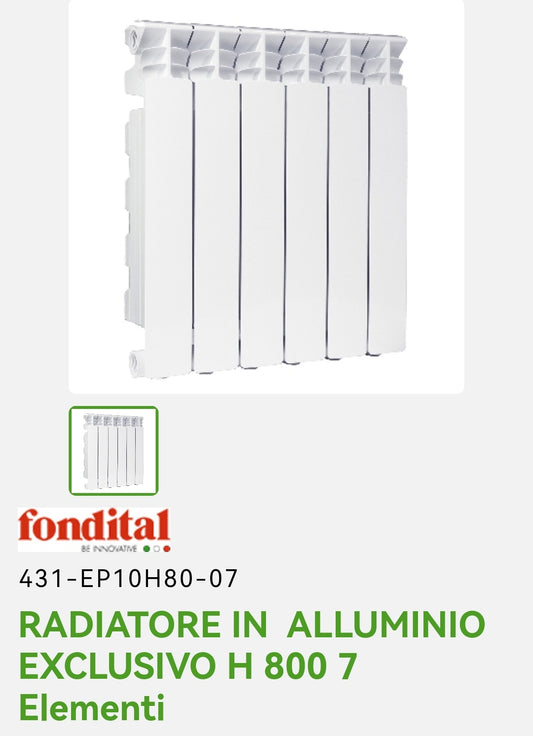 Radiatore Alluminio Exclusivo H 800 7 EL. Fondital