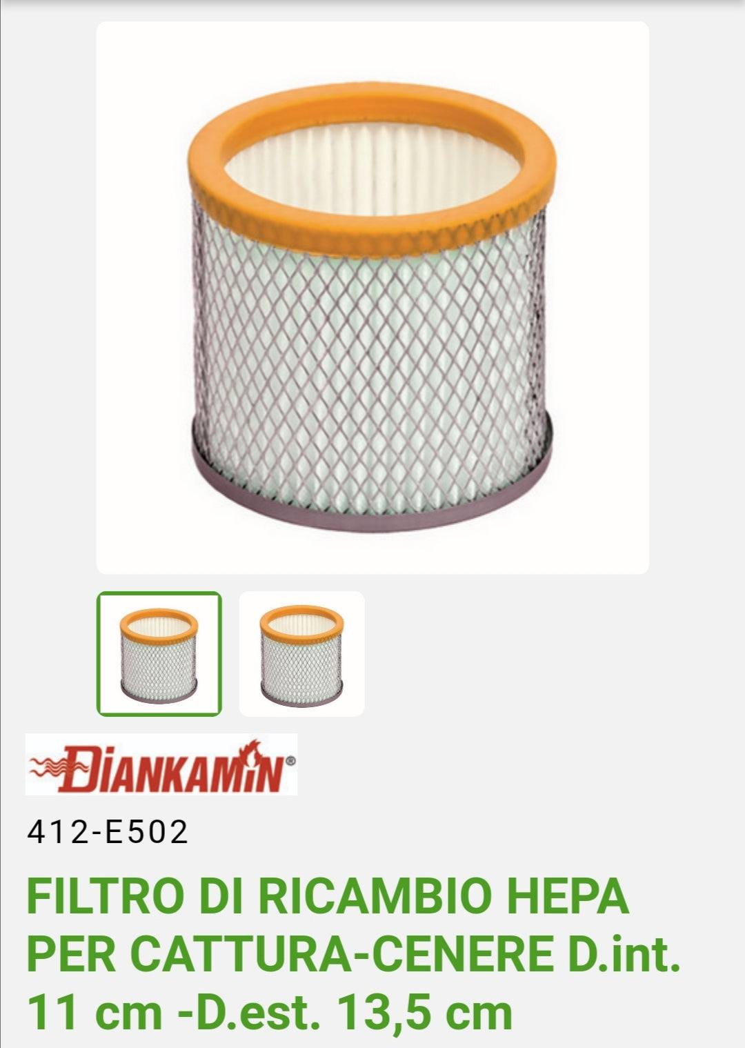 Replacement Filter for Ash Capture