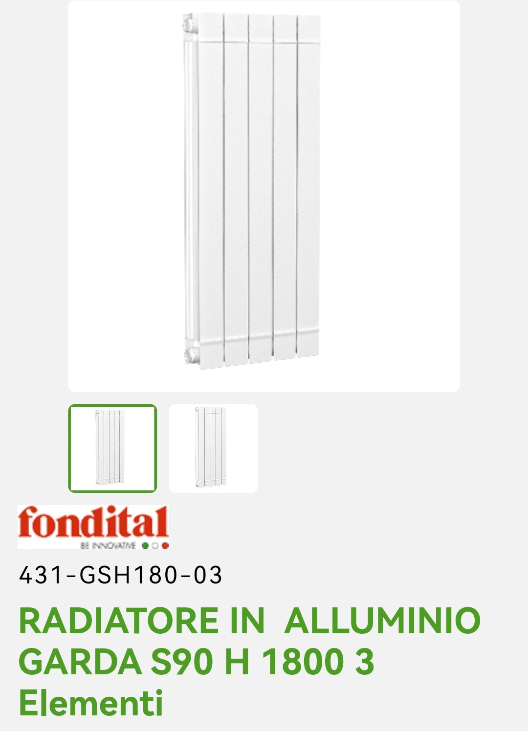 Garda Dual80 H 180 3EL Aluminum Radiator. Fundital