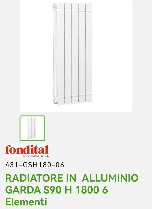 Radiatore Alluminio Garda Dual80 H 180 6EL. Fondital