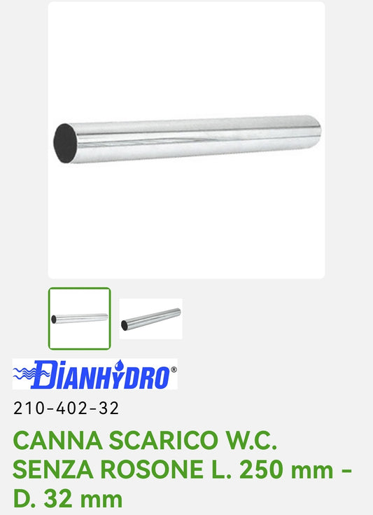 Canna Scarico WC Senza Rosone D.32