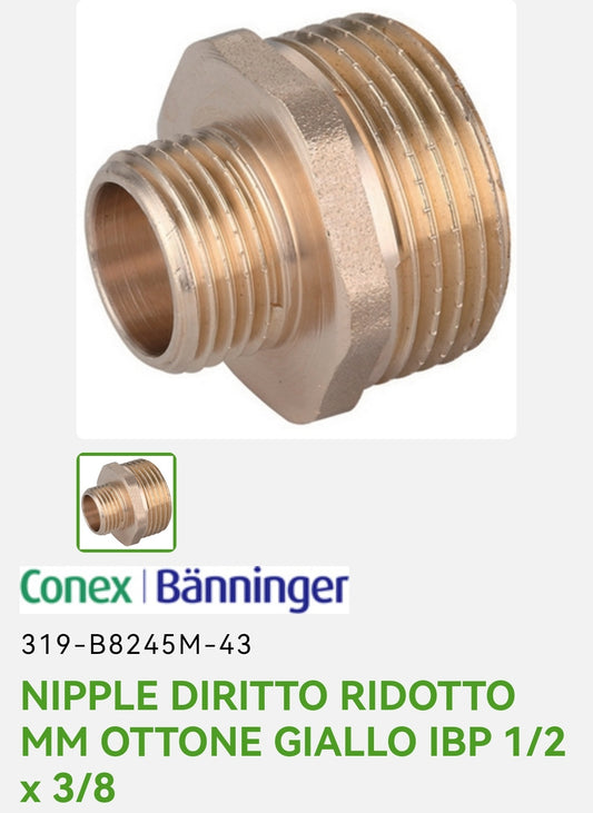 Niples Ridotto 1/2x3/8 Ottone Giallo