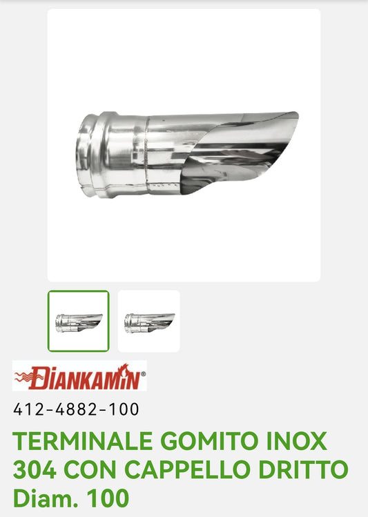 Elbow Terminal Diam. 100 W/Stainless Steel Straight Cap