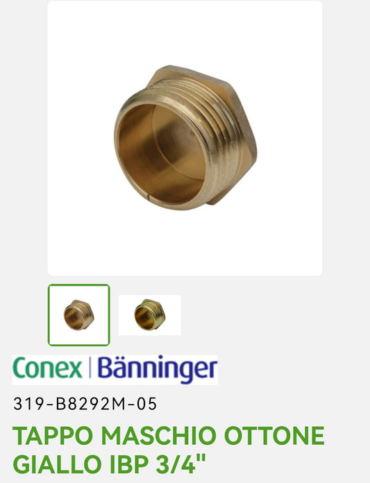 Yellow Brass Male Plug 3/4 IBP