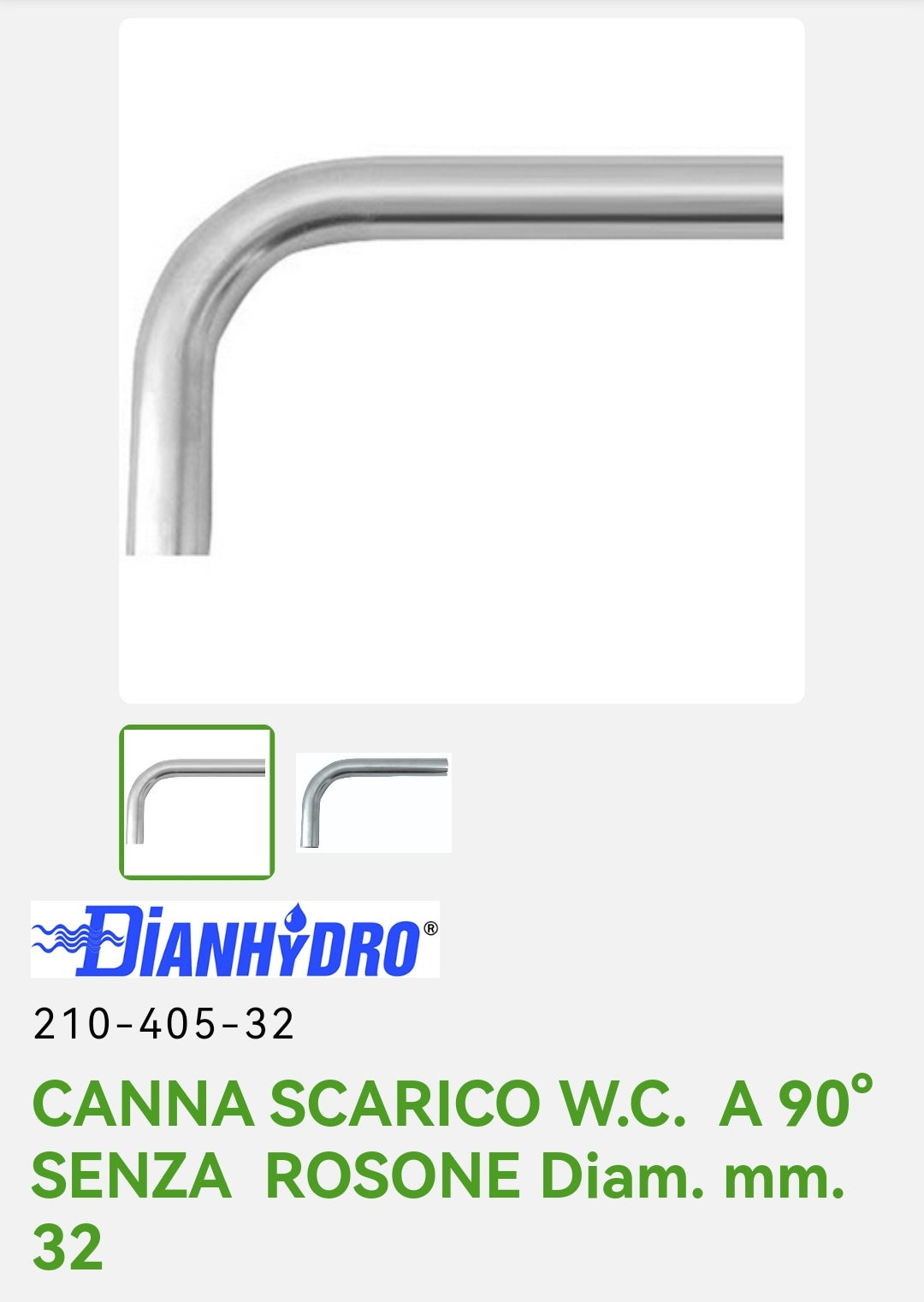 Canna Di Scarico WC a 90° D. 32