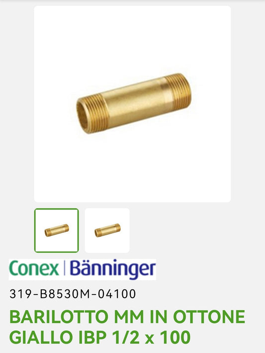 Barrel MM 1/2x100 Yellow Brass IBP