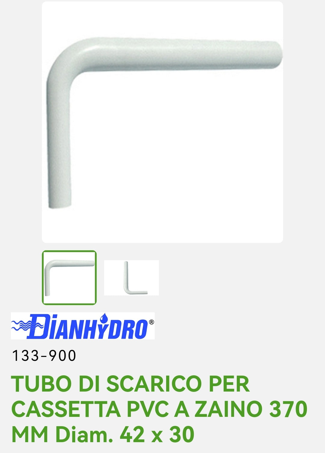 Tubo Scarico P/Cassetta Pvc a Zaino D. 42x30