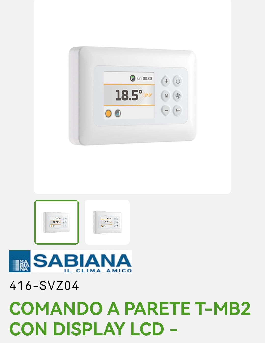 T-MB2 Wall Control Sabiana LCD Display