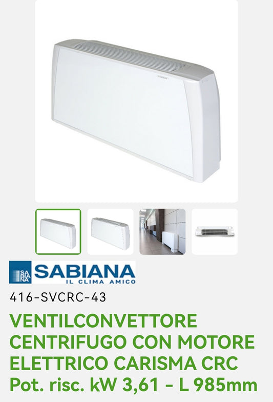 Ventilconvettore Centrifugo con Motore Carisma CRC KW 3,61 Sabiana