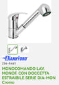 Monocomando Lavabo con Doccetta Estraibile Cromo Dianflex