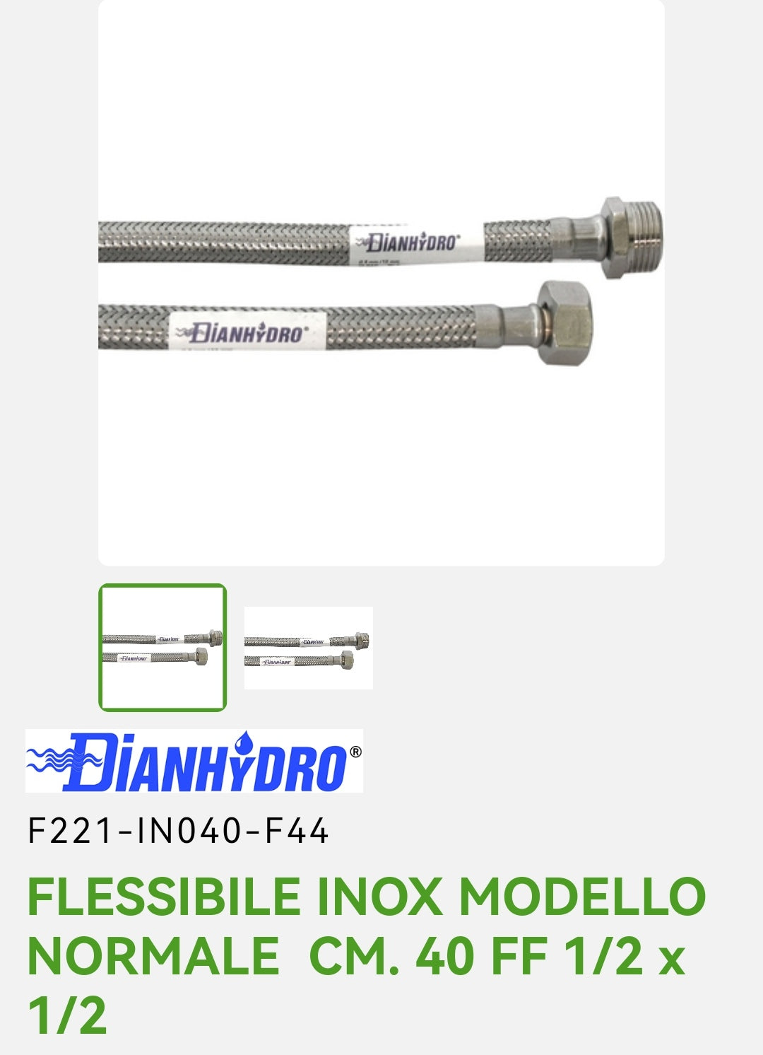 Flessibile Inox Modello Normale Cm. 40 FF 1/2X1/2 Dianflex