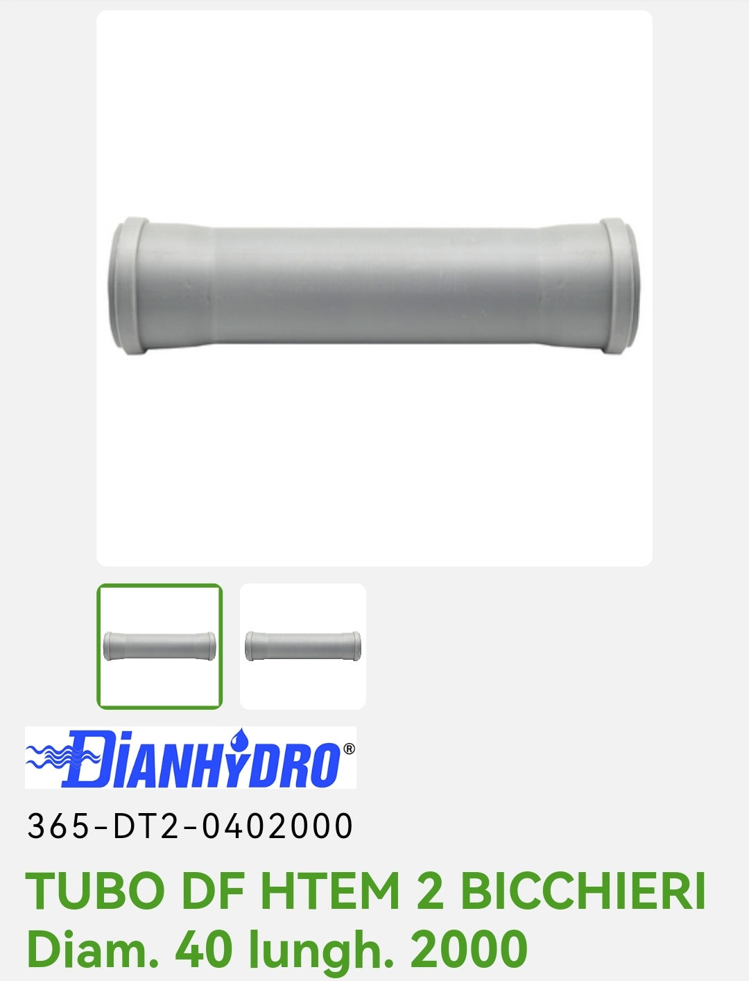 DF HTEM tube 2 glasses D. 40 L. 2000