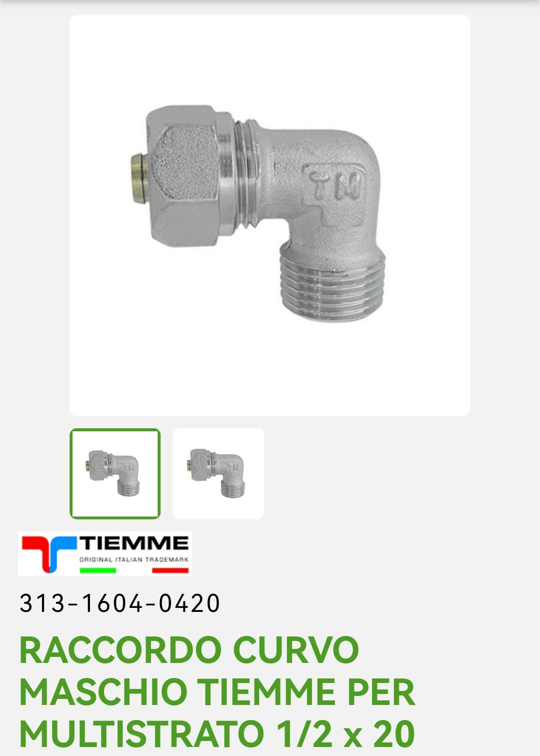 Raccordo Curvo M 1/2x20 P/Multistrato Tiemme