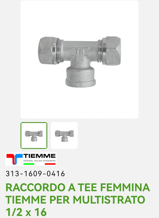 TEE fitting F 16XF1/2x16 Tiemme