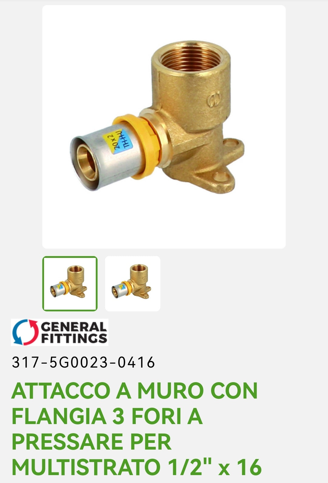 Attacchi a Muro C/Flangia 3 Fori P/Multistrato a Press. 1/2x16 Dianflex