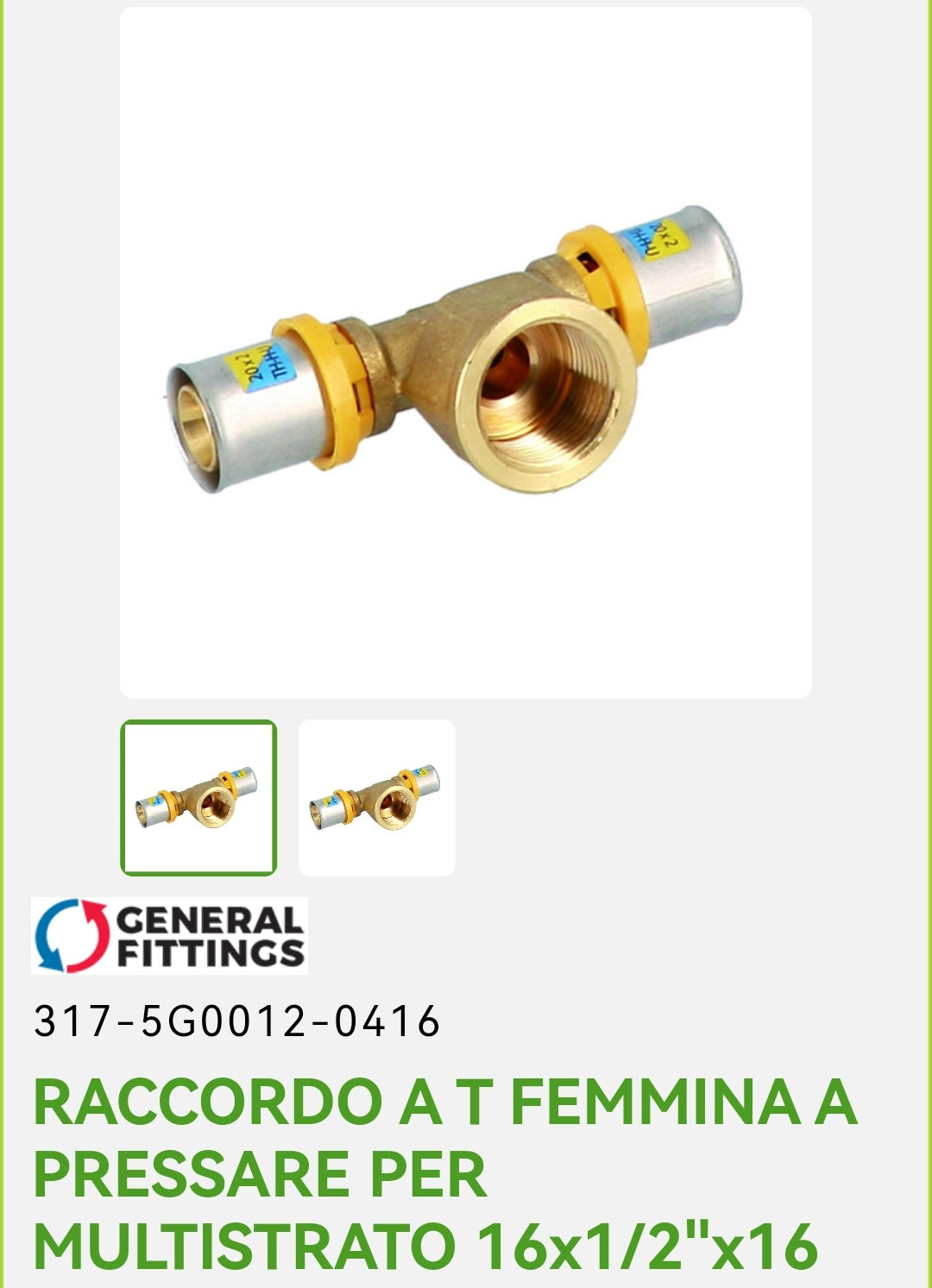 Female T-fitting a Press P/Multilayer 16x1/2x16