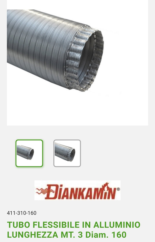 Flexible aluminum hose 3 mt. D. 160 Dianflex