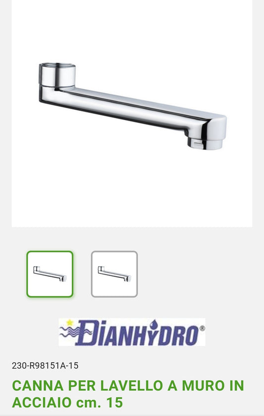 Cane P/Wall-mounted Sink in Stainless Steel. Cm. 15 Dianflex