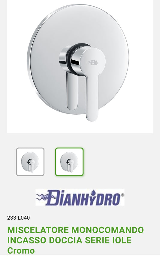 Monoc mixer. Built-in Shower Series Iole Chrome Dianflex