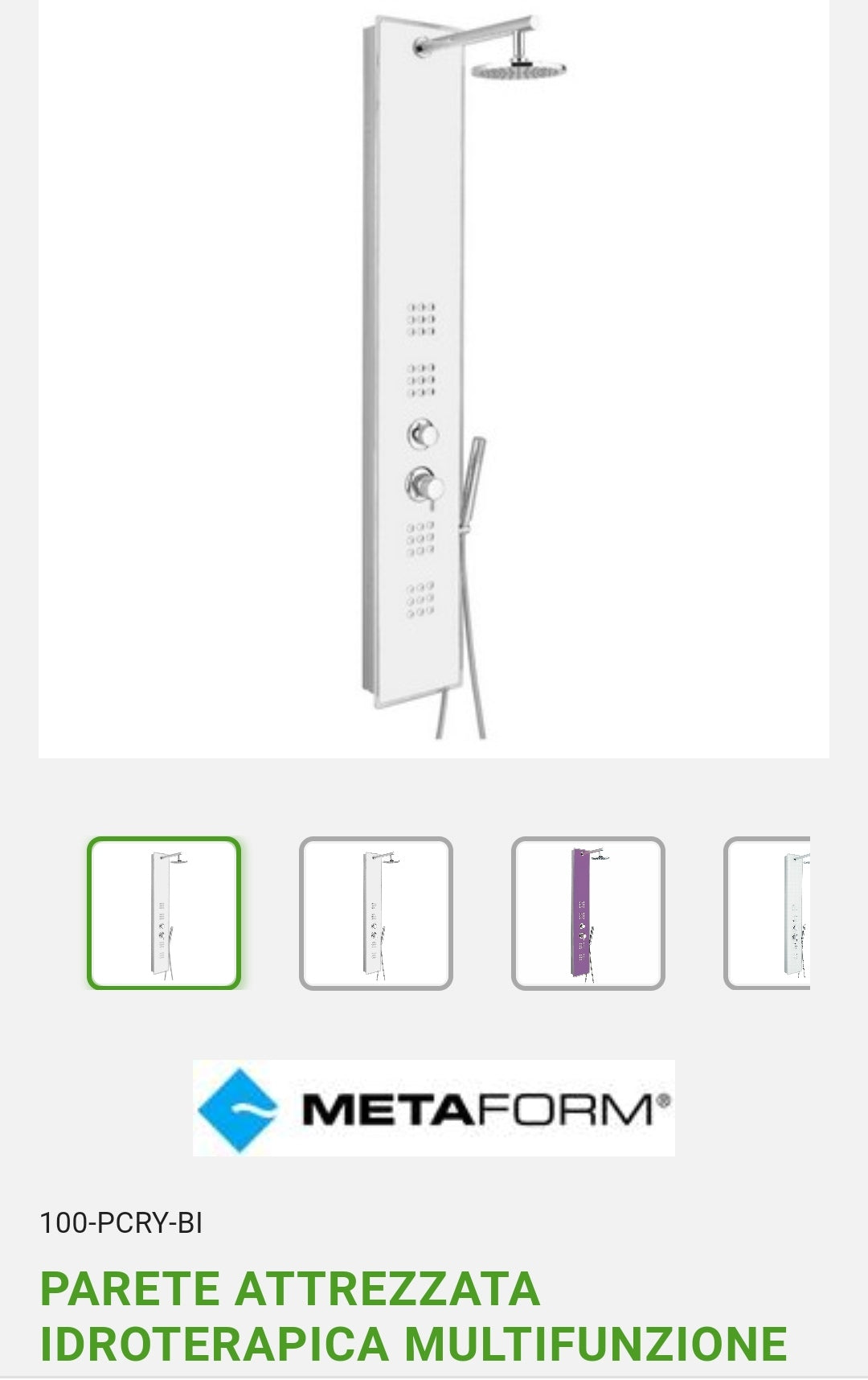 Wall Equipment Crystallized Hydrotherapy Mod. Crystal White Dianflex